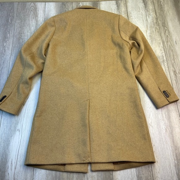 Abercrombie & Fitch Overcoat Mens XL Beige 3 Button Coat Topcoat Wool Blend Men - Picture 10 of 11